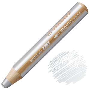 Stabilo Woody 3-in-1 Water-Soluble Wax Pencil Silver