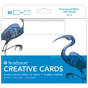 Blank Creative Cards 20pk, 12.7 x 17.4cm - Fluorescent White w/ Deckle