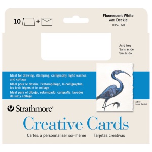 Blank Creative Cards 10pk, 12.7 x 17.4cm - Fluorescent White w/ Deckle