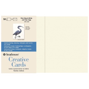 Blank Creative Cards 50pk, 12.7 x 17.4cm - Palm Beach White w/ Plain Edge