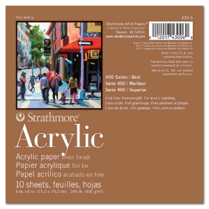 Strathmore 400 Series Acrylic Paper Heavyweight Pad 10 Sheets 6"x6"