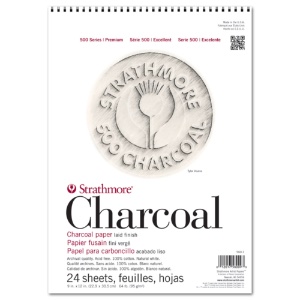 Strathmore 500 Series Charcoal Paper Spiral Pad 24 Sheets 9"x12" White