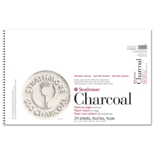 Strathmore 500 Series Charcoal Paper Spiral Pad 12"x18" Natural White