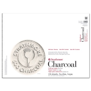 Strathmore 500 Series Charcoal Paper Spiral Pad 18"x24" Natural White