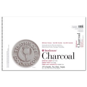 Strathmore 500 Series Charcoal Paper Spiral Pad 24 Sheets 12"x18" Assorted