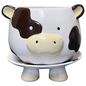 Ceramic Footsie Planter Brown Cow