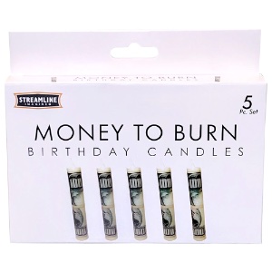 Streamline Wax Birthday Candle 5 Set Money To Burn