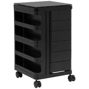 Studio Designs Kubx Glass Top Storage Cart Black
