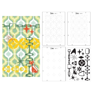 Sizzix Studio Stamp & Stencil 18 Set Vic Hollins Retro
