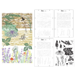 Sizzix Studio Stamp & Stencil 20 Set Vic Hollins Nature