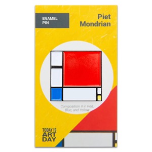 Today Is Art Day Enamel Pin Composition II in Red, Blue, & Yellow