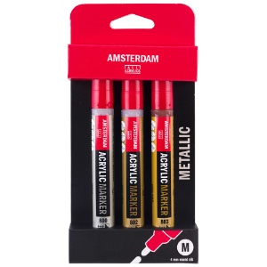 Amstersdam Acrylic Marker 3 x 4mm Set Metallic