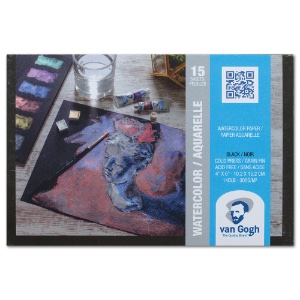 Van Gogh Black Watercolor Paper Pad 140lb 15 Sheets 4"x6" Black CP