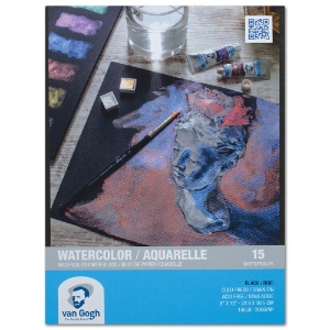 Van Gogh Black Watercolor Paper Block 140lb 15 Sheets 9"x12" Black CP