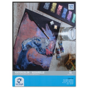 Van Gogh Black Watercolor Paper Block 140lb 15 Sheets 12"x16" Black CP