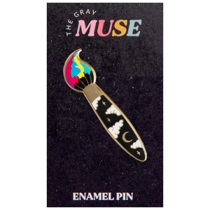 The Gray Muse Enamel Pin Rainbow Paint Brush