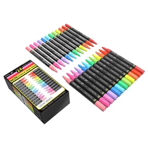 Tooli-Art Acrylic Paint Pens 24 Set Neon Extra Fine & Medium