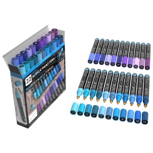 Tooli-Art Acrylic Paint Pens 22 Set Pro Color Series Blue & Purple Medium