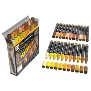 Tooli-Art Acrylic Paint Pens 22 Set Pro Color Series Yellow & Brown Medium