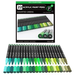Tooli-Art Acrylic Paint Pens 22 Set Pro Color Series Green Extra Fine
