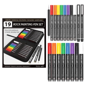 Tooli-Art Acrylic Paint Pens Assorted Multicolor Vibrant Markers with  Double Sided Extra Fine And Medium Tip Marker Set of 18