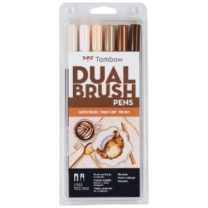 Tombow Dual Brush Pen 6 Set Coffee Break