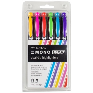 Tombow MONO Edge Dual-Tip Highlighter 6 Set
