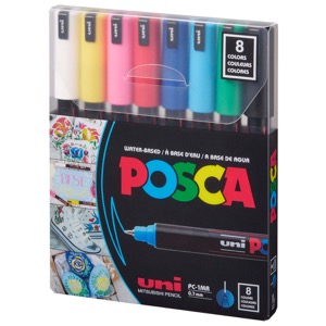 Uni POSCA PC-1MR Metal Tip Acrylic Paint Marker 0.7mm 8 Set