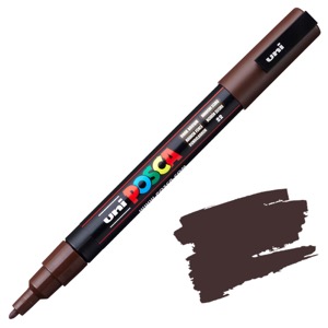Uni POSCA PC-3M Acrylic Paint Marker Fine Bullet 1.3mm Dark Brown