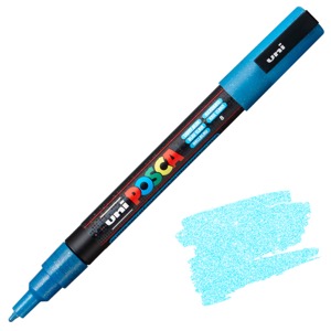 Uni POSCA PC-3M Acrylic Paint Marker Fine Bullet 1.3mm Glitter Light Blue