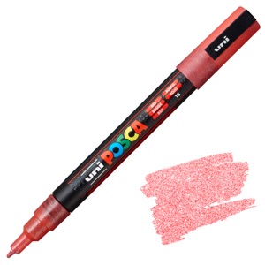 Uni POSCA PC-3M Acrylic Paint Marker Fine Bullet 1.3mm Glitter Red