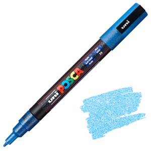 Uni POSCA PC-3M Acrylic Paint Marker Fine Bullet 1.3mm Glitter Blue