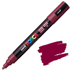 Uni POSCA PC-5M Acrylic Paint Marker Medium Bullet 2.5mm Red Wine