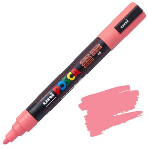Uni POSCA PC-5M Acrylic Paint Marker Medium Bullet 2.5mm Coral Pink