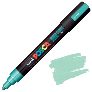 Uni POSCA PC-5M Acrylic Paint Marker Medium Bullet 2.5mm Metallic Green