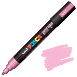 Uni POSCA PC-5M Acrylic Paint Marker Medium Bullet 2.5mm Metallic Pink