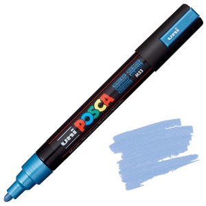 Uni POSCA PC-5M Acrylic Paint Marker Medium Bullet 2.5mm Metallic Blue
