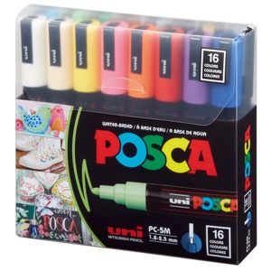 Uni Posca Paint Markers PC-5M 2.5mm 16pc Set