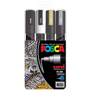 Uni POSCA Marker PC-5M Medium Bullet 4 Set Metallic