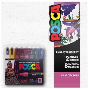 Uni POSCA Paint-By-Number Canvas Kit Night City Sky