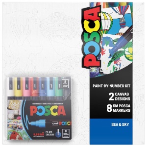 Uni POSCA Paint-By-Number Canvas Kit Sea & Sky