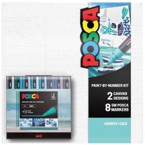 Uni POSCA Paint-By-Number Canvas Kit Harbor Hues