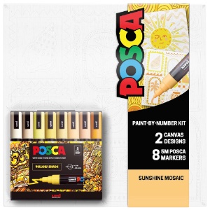 Uni POSCA Paint-By-Number Canvas Kit Sunshine Mosaic