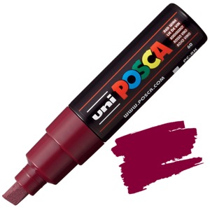 Uni POSCA PC-8K Acrylic Paint Marker Broad Chisel 8mm Red Wine