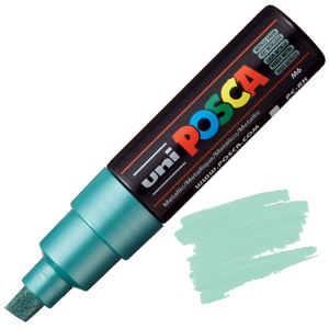 Uni POSCA PC-8K Acrylic Paint Marker Broad Chisel 8mm Metallic Green