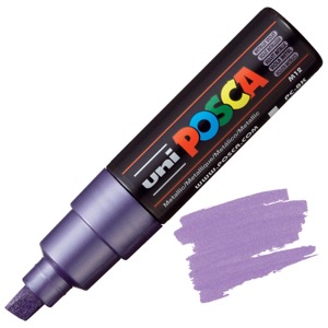 Uni POSCA PC-8K Acrylic Paint Marker Broad Chisel 8mm Metallic Violet