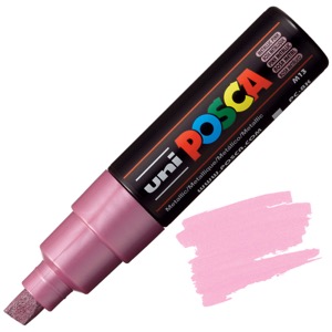 Uni POSCA PC-8K Acrylic Paint Marker Broad Chisel 8mm Metallic Pink