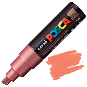 Uni POSCA PC-8K Acrylic Paint Marker Broad Chisel 8mm Metallic Red