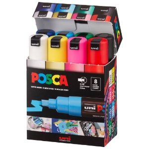 Uni POSCA PC-8K Acrylic Paint Marker Broad 8 Set