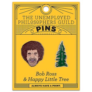 Unemployed Philosophers Guild Enamel Pins Bob Ross & Tree